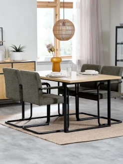 Mesas De Comedor|Conjuntos De Comedor>JYSK AABENRAA + ESPEMesa AABENRAA L160 roble cálido + 4 sillas ESPE oliva/negro