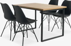 Mesas De Comedor|Conjuntos De Comedor>JYSK AABENRAA + KLARUPMesa AABENRAA L120 roble cálido + 4 sillas KLARUP negro