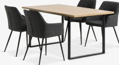 Mesas De Comedor|Conjuntos De Comedor>JYSK AABENRAA + PURHUSMesa AABENRAA L160 roble cálido + 4 sillas PURHUS gris/negro