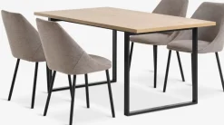 Mesas De Comedor|Conjuntos De Comedor>JYSK AABENRAA + VELLEVMesa AABENRAA L160 roble cálido +4 sillas VELLEV arena/negro