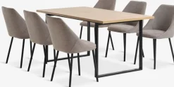 Mesas De Comedor|Conjuntos De Comedor>JYSK AABENRAA + VELLEVMesa AABENRAA L160 roble cálido +4 sillas VELLEV arena/negro