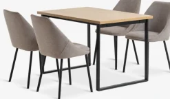 Mesas De Comedor|Conjuntos De Comedor>JYSK AABENRAA + VELLEVMesa AABENRAA L120 roble cálido +4 sillas VELLEV arena/negro