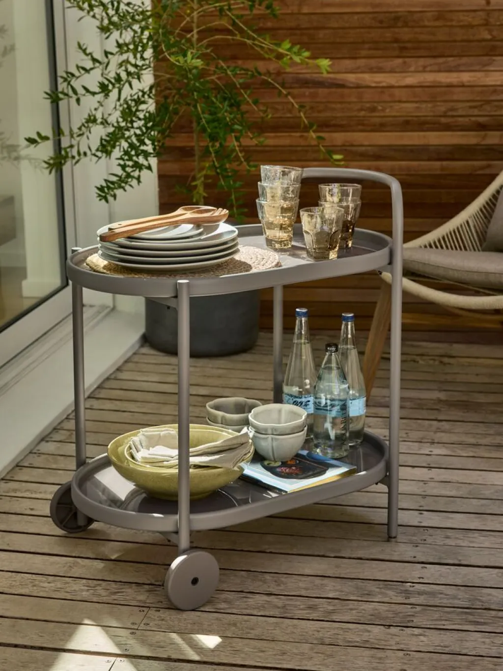 Decoración De Jardín>JYSK AFTONFALKCarrito AFTONFALK A48xL74xA78 arena oscuro