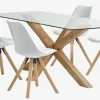 Mesas De Comedor|Conjuntos De Comedor>JYSK AGERBY + BLOKHUSMesa AGERBY L190 roble natural + 4 sillas BLOKHUS blanco