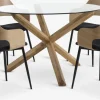 Mesas De Comedor|Conjuntos De Comedor>JYSK AGERBY + HVIDOVREMesa AGERBY Ø119 roble natural+4 sillas HVIDOVRE roble/negro