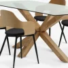 Mesas De Comedor|Conjuntos De Comedor>JYSK AGERBY + HVIDOVREMesa AGERBY L190 roble natural+4 sillas HVIDOVRE roble/negro