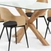 Mesas De Comedor|Conjuntos De Comedor>JYSK AGERBY + HVIDOVREMesa AGERBY L160 roble natural+4 sillas HVIDOVRE roble/negro