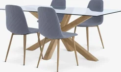Mesas De Comedor|Conjuntos De Comedor>JYSK AGERBY + JONSTRUPMesa AGERBY L190 roble natural +4 sillas JONSTRUP azul claro