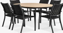 Conjuntos Mesa Y Sillas De Jardín>JUTLANDIA AKTIVEN + GLOMFJORDMesa AKTIVEN L118/168 natural + 4 sillas GLOMFJORD