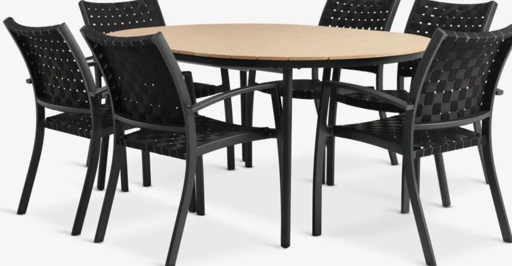 Conjuntos Mesa Y Sillas De Jardín>JUTLANDIA AKTIVEN + GLOMFJORDMesa AKTIVEN L118/168 natural + 4 sillas GLOMFJORD