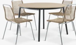 Conjuntos Mesa Y Sillas De Jardín>JYSK AKTIVEN + MIDDAGSBERGETMesa AKTIVEN L118/168 + 4 sillas MIDDAGSBERGET natural
