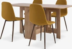 Mesas De Comedor|Conjuntos De Comedor>JYSK ALLING + JONSTRUPMesa ALLING L100/163 roble cálido + 4 sillas JONSTRUP curry