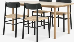 Mesas De Comedor|Conjuntos De Comedor>JYSK ALSTED + ISLEVMesa ALSTED L160 roble natural +4 sillas ISLEV negro/natural Negro+Natural