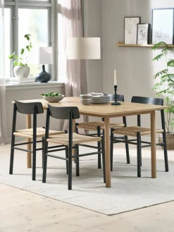 Mesas De Comedor|Conjuntos De Comedor>JYSK ALSTED + ISLEVMesa ALSTED L160 roble natural +4 sillas ISLEV negro/natural Negro+Natural
