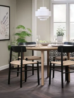 Mesas De Comedor|Conjuntos De Comedor>JYSK ALSTED + ISLEVMesa ALSTED Ø120 roble natural +4 sillas ISLEV negro/natural Negro+Natural