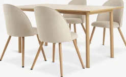 Mesas De Comedor|Conjuntos De Comedor>JYSK ALSTED + THORUPMesa ALSTED L160 roble natural + 4 sillas THORUP beis/roble