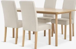 Mesas De Comedor|Conjuntos De Comedor>JYSK ALSTED + TUREBYMesa ALSTED L160 roble natural + 4 sillas TUREBY beis