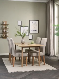 Mesas De Comedor|Conjuntos De Comedor>JYSK ALSTED + TUREBYMesa ALSTED L160 roble natural + 4 sillas TUREBY beis
