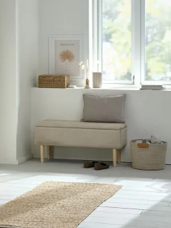 Bancos|Bancos>JYSK BADSTEDBanco BADSTED con almacenaje tela beis/color roble Beige