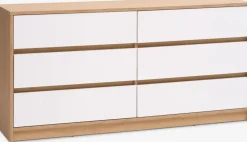 Cómodas|Cómodas>JYSK BILLUNDCómoda BILLUND 3+3 cajones blanco/roble natural Blanco+Roble natural