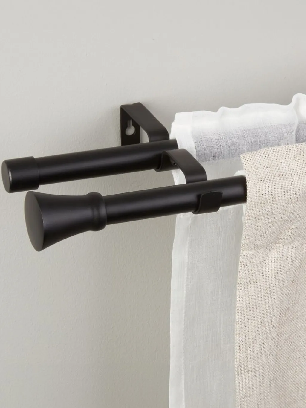 Barras Y Rieles Para Cortinas>JYSK CONEBarra de cortina doble CONE 200-340cm Negro