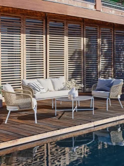 Conjuntos Mesa Y Sillas De Jardín|Muebles De Jardín>JUTLANDIA DYVIGConjunto muebles jardín DYVIG 5 plazas secado rápido blanco