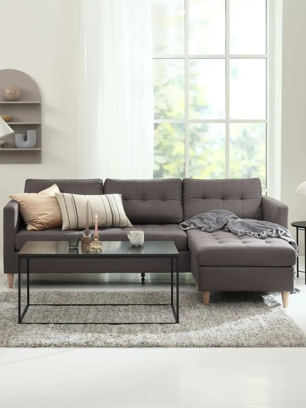 2 Plazas|3 Plazas>JYSK FALSLEVSofá FALSLEV chaise longue tela Gris