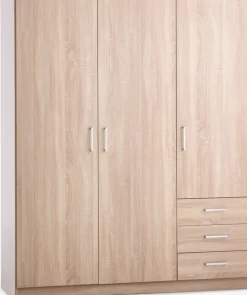 Armarios|Todos Los Armarios>JYSK FANDRUPArmario FANDRUP 145x176 3 puertas 3 cajones color roble cl Roble claro