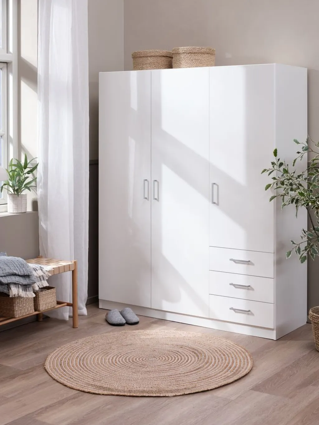 Armarios|Todos Los Armarios>JYSK FANDRUPArmario FANDRUP 145x176 3 puertas 3 cajones Blanco