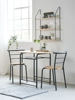 Conjuntos De Comedor|Mesas De Comedor>JYSK GADSTRUPMesa GADSTRUP L92 + 2 GADSTRUP negro/roble salvaje natural