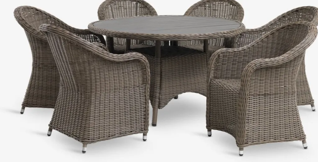 Conjuntos Mesa Y Sillas De Jardín>JUTLANDIA GAMMELBYMesa GAMMELBY Ø130 + 4 sillas GAMMELBY gris