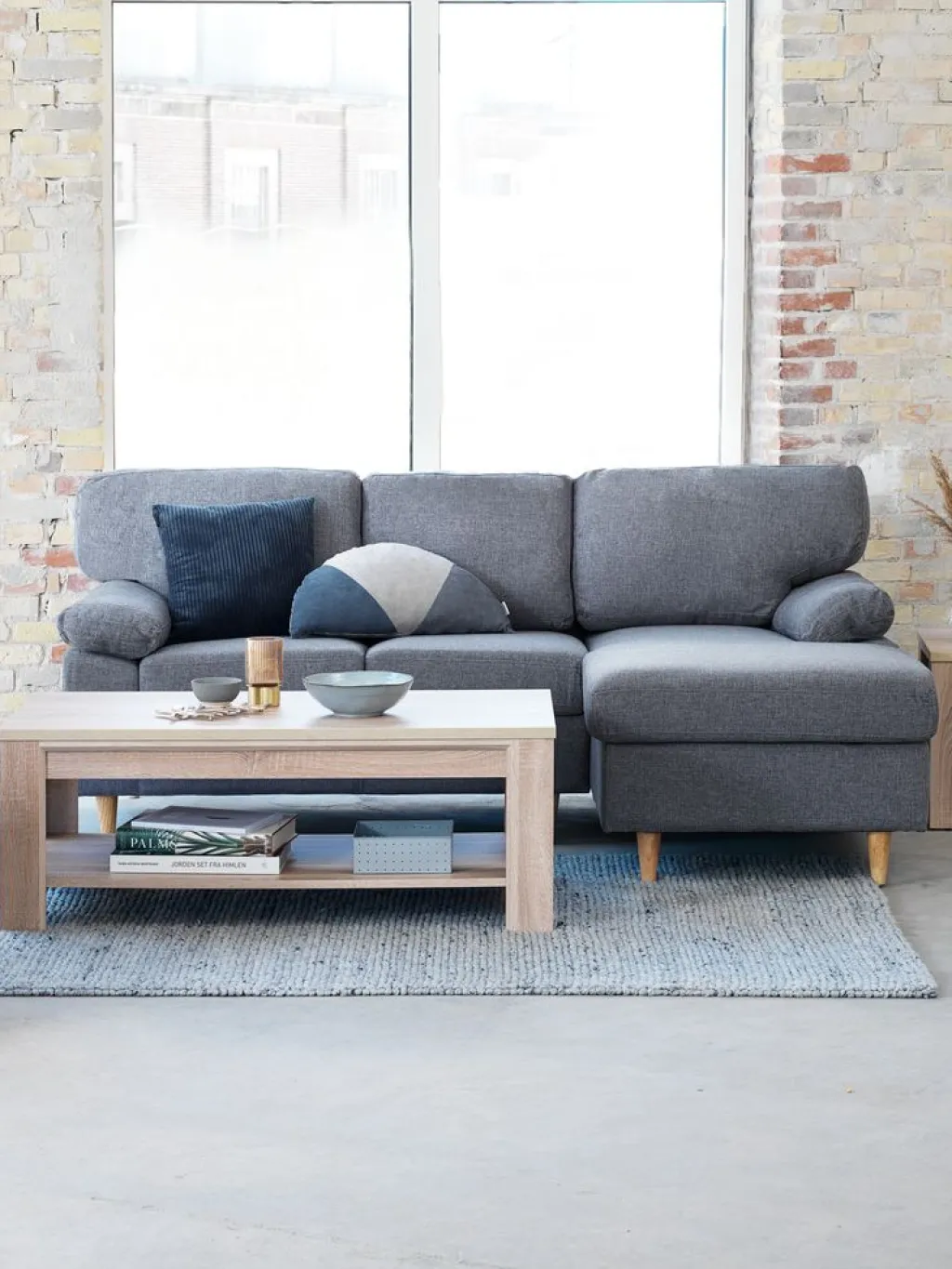 2 Plazas|3 Plazas>JYSK GEDVEDSofá GEDVED chaise longue Gris