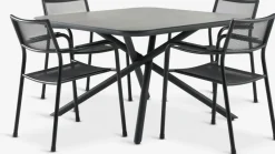 Conjuntos Mesa Y Sillas De Jardín>JYSK GOTHENBURG + HEMSEDALMesa GOTHENBURG L120 gris + 4 sillas HEMSEDAL negro