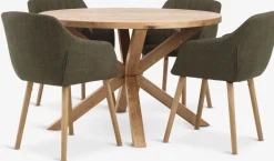 Mesas De Comedor|Conjuntos De Comedor>JYSK GRIBSKOV + ADSLEVMesa GRIBSKOV Ø120 roble natural + 4 sillas ADSLEV oliva Verde oliva+Roble natural