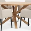 Mesas De Comedor|Conjuntos De Comedor>JYSK GRIBSKOV + SOTTRUPMesa GRIBSKOV Ø120 roble natural+4 sillas SOTTRUP beis/negro
