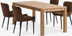 Mesas De Comedor|Conjuntos De Comedor>JYSK HAGE + PEBRINGEMesa HAGE L190 roble natural + 4 PEBRINGE marrón/negro