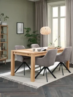 Mesas De Comedor|Conjuntos De Comedor>JYSK HAGE + ROSTRUPMesa HAGE L190 roble natural + 4 sillas ROSTRUP arena/negro