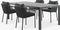 Conjuntos Mesa Y Sillas De Jardín>JUTLANDIA HAGEN + GILJAMesa HAGEN L214 + 4 sillas GILJA gris