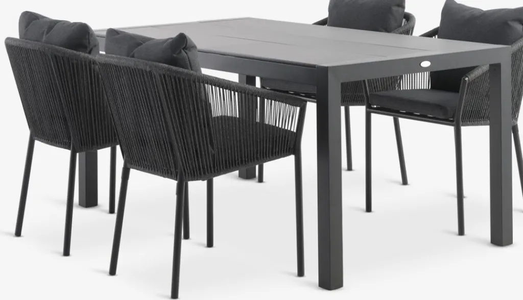 Conjuntos Mesa Y Sillas De Jardín>JUTLANDIA HAGEN + GILJAMesa HAGEN L160 + 4 sillas GILJA gris