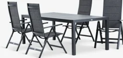 Conjuntos Mesa Y Sillas De Jardín>JUTLANDIA HAGEN + MYSENMesa HAGEN L214 + 4 sillas MYSEN gris