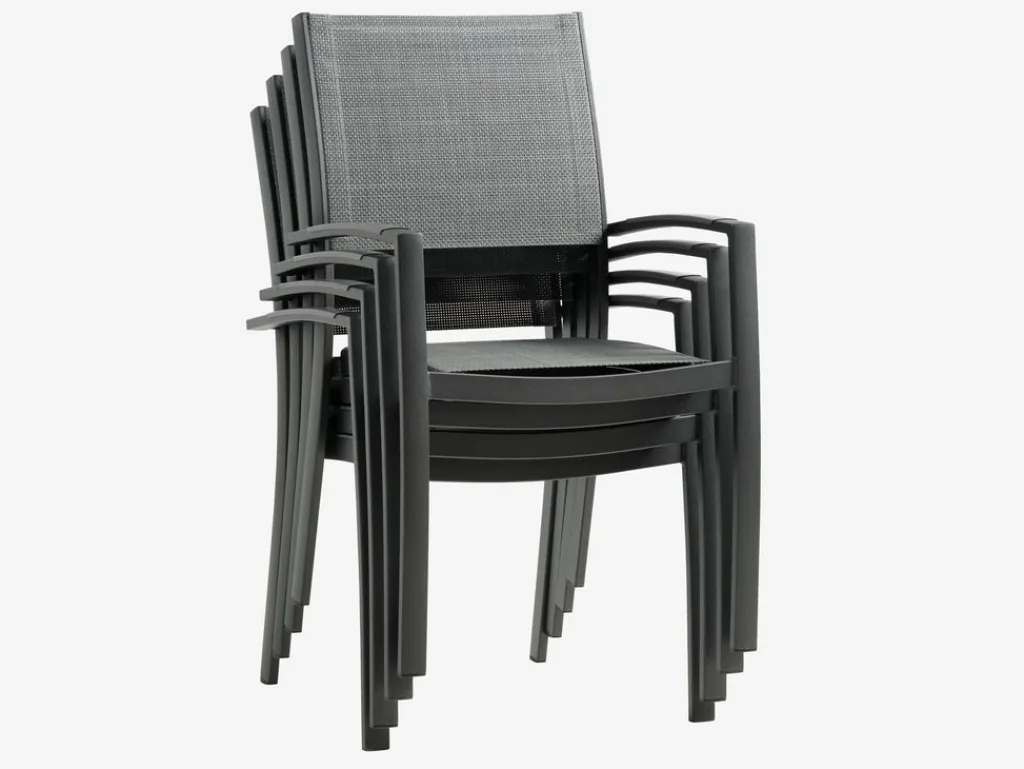 Conjuntos Mesa Y Sillas De Jardín>JUTLANDIA HAGEN + STRANDBYMesa HAGEN L160 + 4 sillas STRANDBY gris