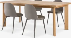 Mesas De Comedor|Conjuntos De Comedor>JYSK HARESKOV + ULDALMesa HARESKOV L200 roble natural + 4 sillas ULDAL marrón