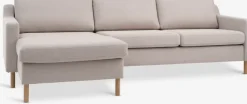 2 Plazas|3 Plazas>JYSK HELLERUPSofá HELLERUP chaise longue tela beis/roble natural