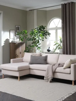 2 Plazas|3 Plazas>JYSK HELLERUPSofá HELLERUP chaise longue tela beis/roble natural
