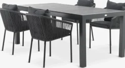 Conjuntos Mesa Y Sillas De Jardín>JUTLANDIA HESTEHAVE + GILJAMesa HESTEHAVE L205/275 negro + 4 sillas GILJA gris