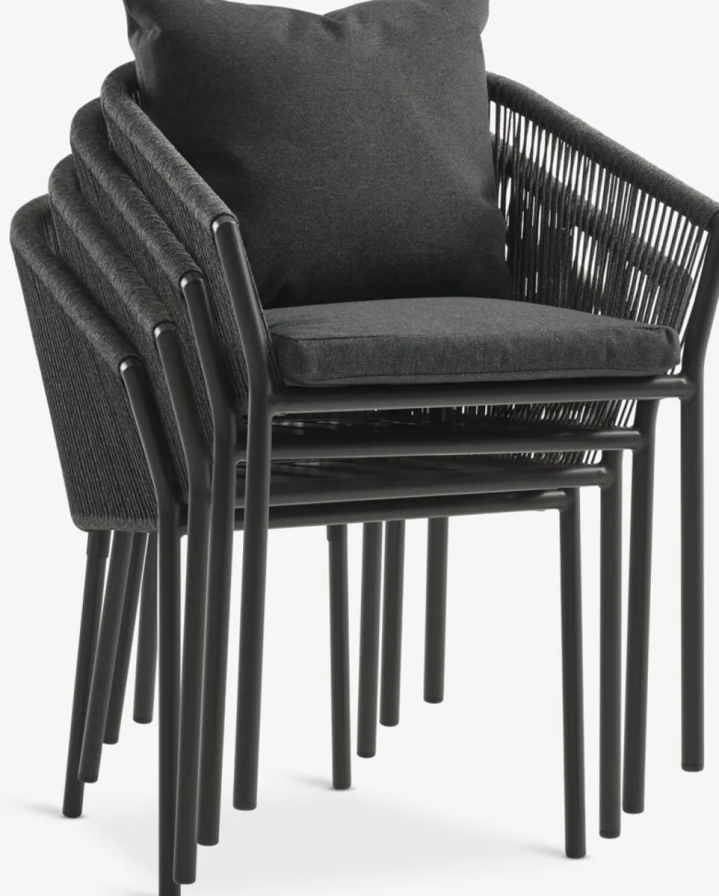 Conjuntos Mesa Y Sillas De Jardín>JUTLANDIA HESTEHAVE + GILJAMesa HESTEHAVE L205/275 negro + 4 sillas GILJA gris