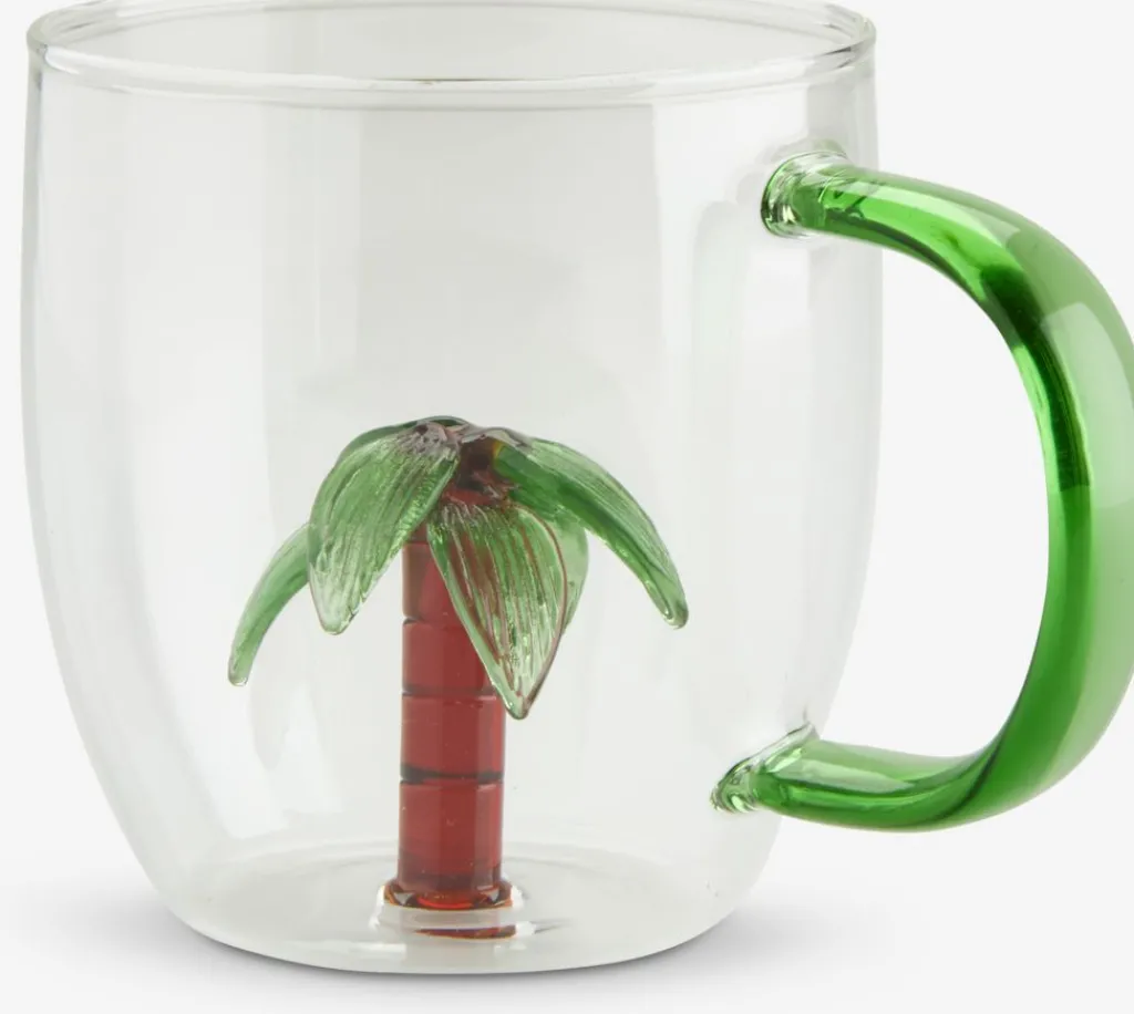Vasos Y Tazas>JYSK HILMERTaza HILMER Ø8xA9cm 32cl cristal con palmera