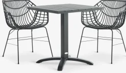 Conjuntos Mesa Y Sillas De Jardín>JYSK HOBRO + ILDERHUSEMesa HOBRO L70 + 2 sillas ILDERHUSE Negro