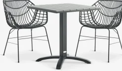Conjuntos Mesa Y Sillas De Jardín>JYSK HOBRO + ILDERHUSEMesa HOBRO L70 + 2 sillas ILDERHUSE negro Gris