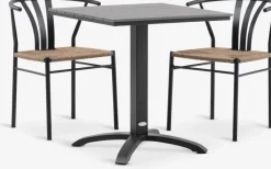 Conjuntos Mesa Y Sillas De Jardín>JUTLANDIA HOBRO + TAGMARKMesa HOBRO L70 + 2 sillas TAGMARK negro Gris